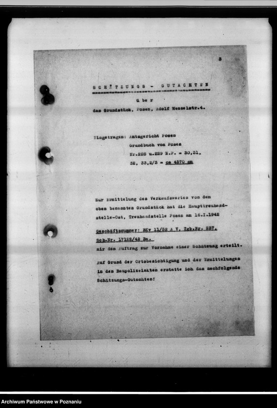 Obraz 8 z jednostki "Schätzungs-Gutachten betreffend das Grundstück in Posen, Adolf Memelstrasse 4."