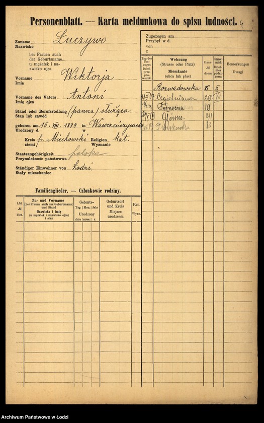 Obraz 6 z jednostki "[Spis ludności Łodzi] Luda - Łukańska"