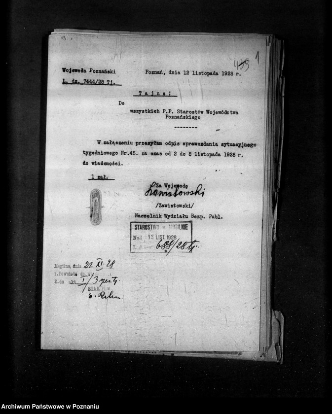 Obraz 5 z jednostki "Sprawozdania sytuacyjne tygodniowe za czas od 2 listopada do 29 listopada 1928 r."