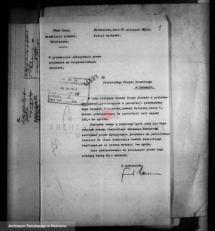 Obraz 5 z jednostki "Majątek Falmierowo powiatu wyrzyskiego polowanie"