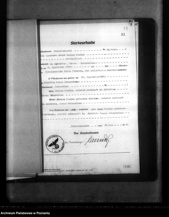 Obraz 14 z jednostki "Kreis Obornik (Oborniki). Wykazy miejscowych Niemców, którzy zginęli w 1939 roku"