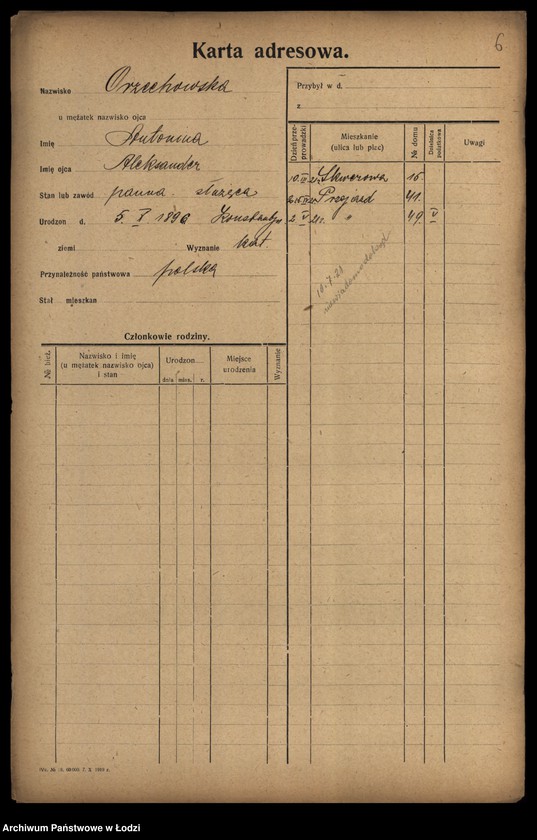 Obraz 9 z jednostki "[Spis ludności Łodzi] Orzechowska-Osiński"