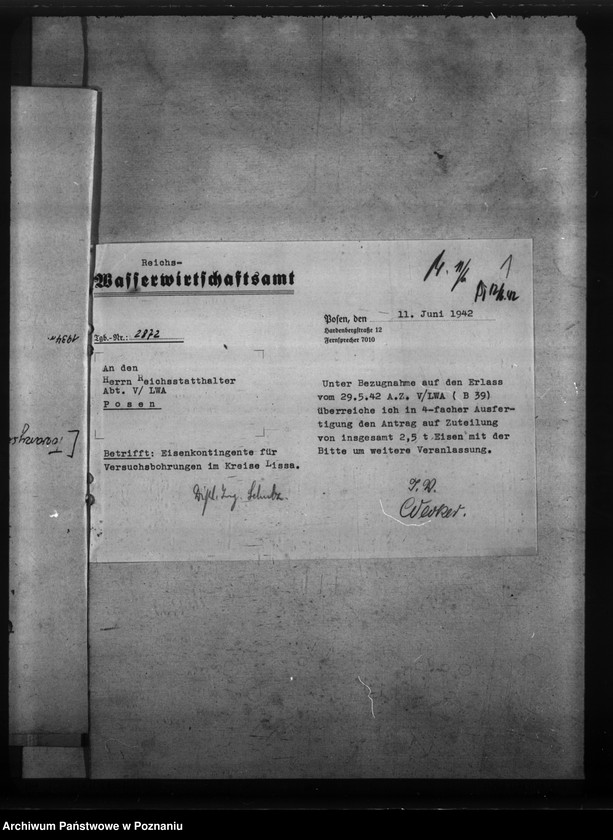 Obraz 5 z jednostki "Versuchsbohrungen für Gruppen- Wasserversorgung im Kreise Lissa"