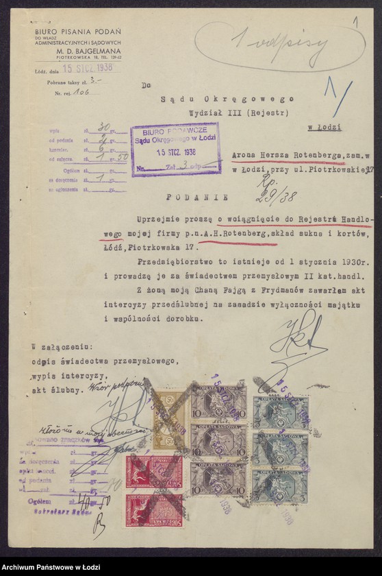 Obraz 3 z jednostki "Aron Hersz Rotenberg- skład sukna i kortów"