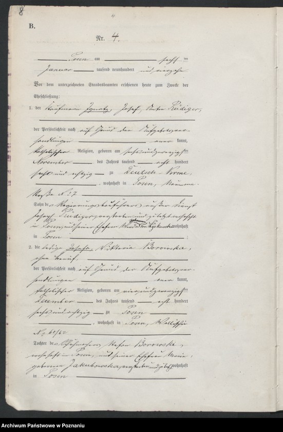 Obraz 9 z jednostki "Księga miejscowa małżeństw tom I [Rejestr główny małżeństw]"