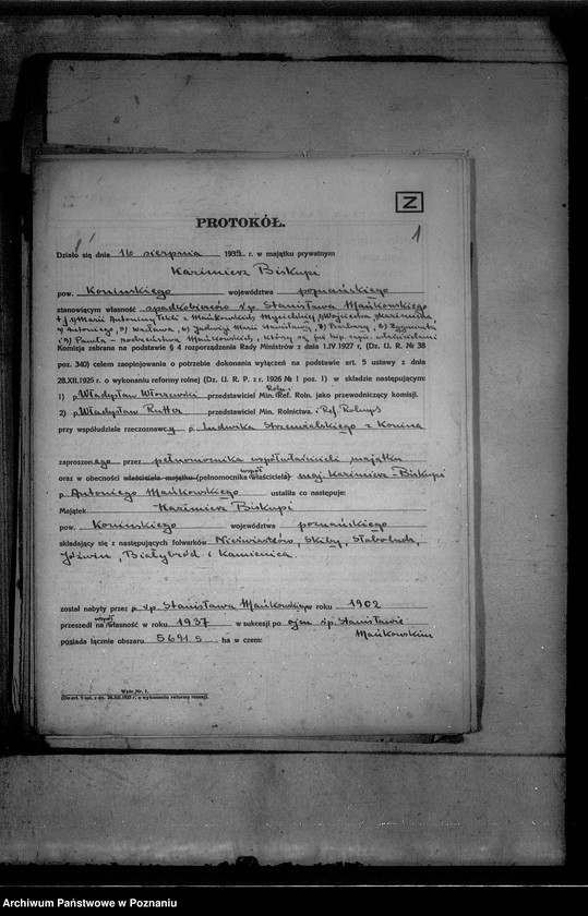 Obraz 5 z jednostki "wyłączenie z art. 5 ustawy o wykonaniu reformy rolnej we wsi Kazimierz Biskupi Białybród powiatu konińskiego"