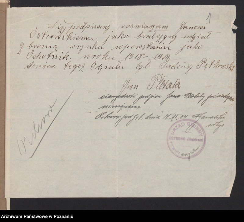 Obraz 4 z jednostki "Komisja Weryfikacyjna Związku Weteranów Powstań Narodowych Rzeczypospolitej Polski - wnioski powstańców."