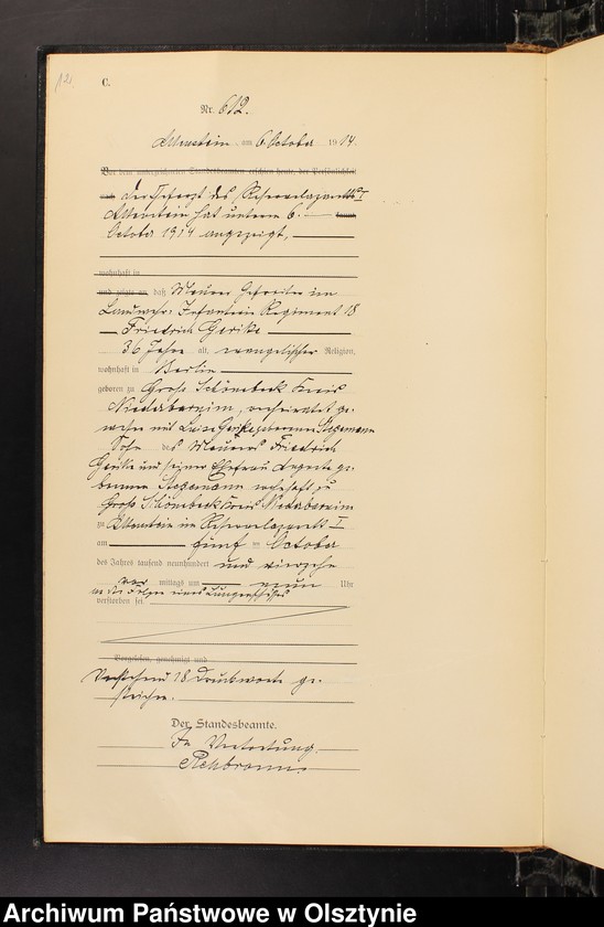 image.from.unit.number "Sterbe-Haupt-Register Tom II, Nr 601-720"