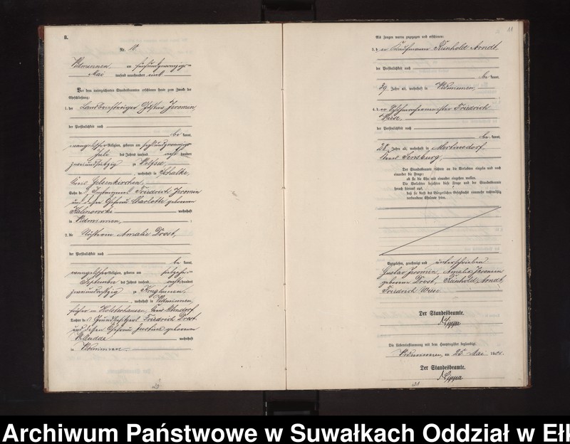 image.from.unit.number "Heiraths-Neben-Register des Preussischen Standes-Amtes Widminnen Kreis Loetzen"