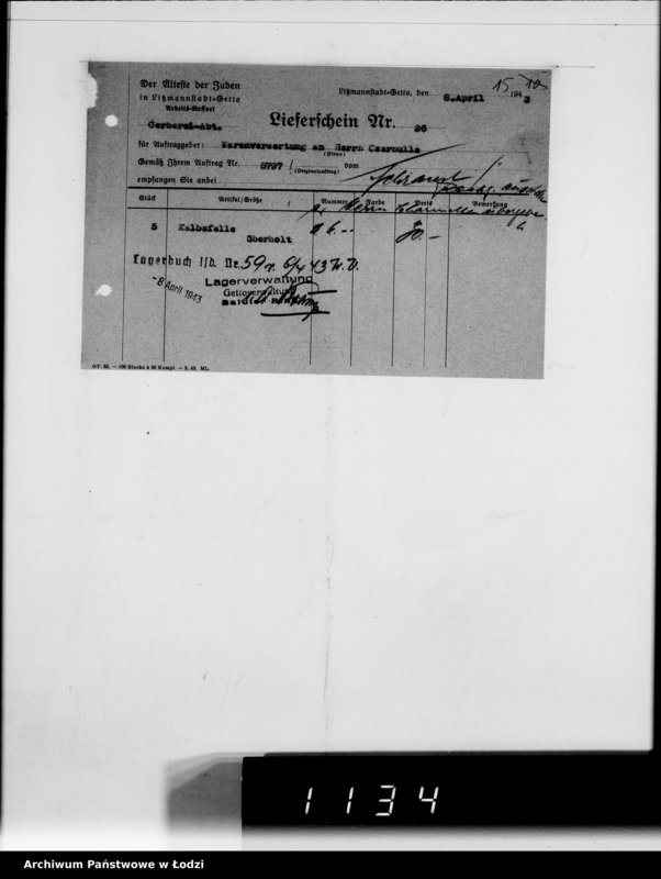 Obraz 19 z jednostki "Warenverwertung. Lager 91. [Aufträge] 5750-5800"