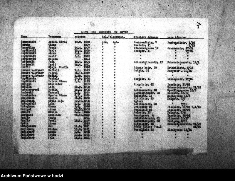 Obraz 10 z jednostki "[Alfabetyczny spis mieszkańców getta. Litera S]"