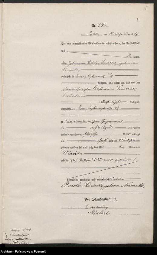 Obraz 7 z jednostki "Księga miejscowa urodzeń tom II [Rejestr główny urodzeń]"