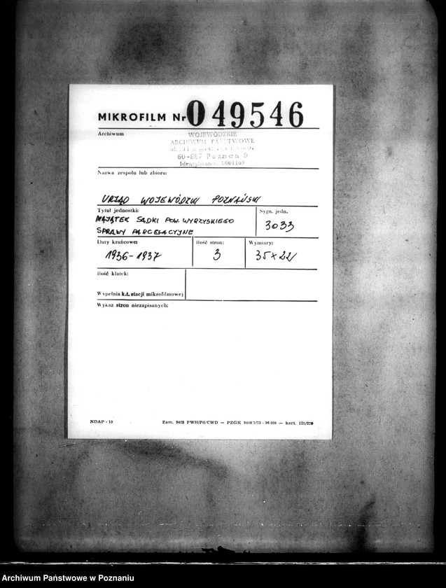 Obraz 2 z jednostki "Majątek Sadki powiatu wyrzyskiego /sprawy parcelacyjne/"