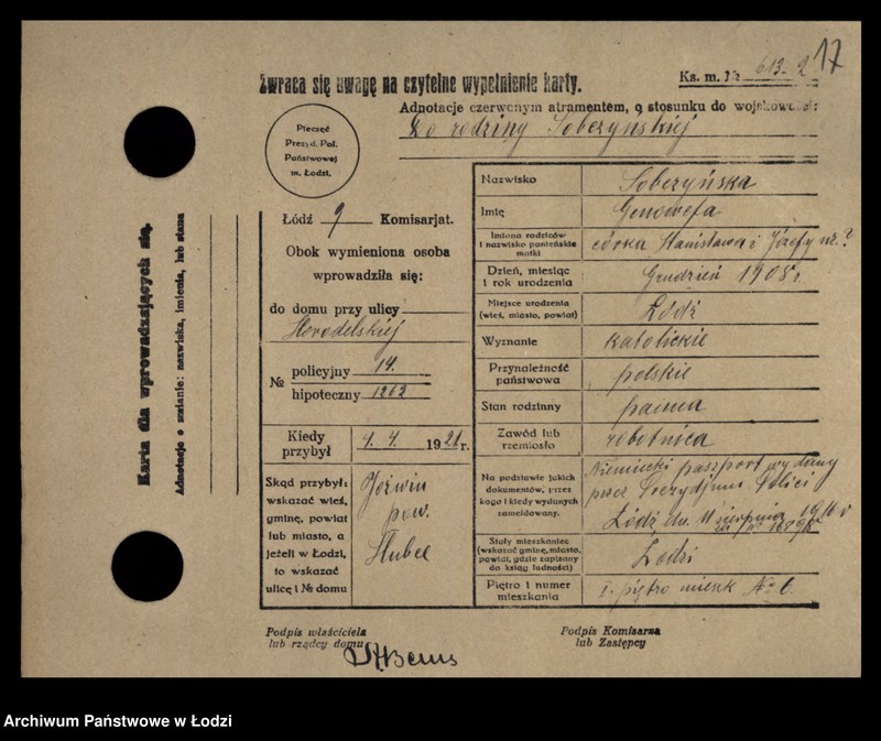 Obraz 19 z jednostki "[Spis ludności Łodzi] Sobczewska-Sobkowski"