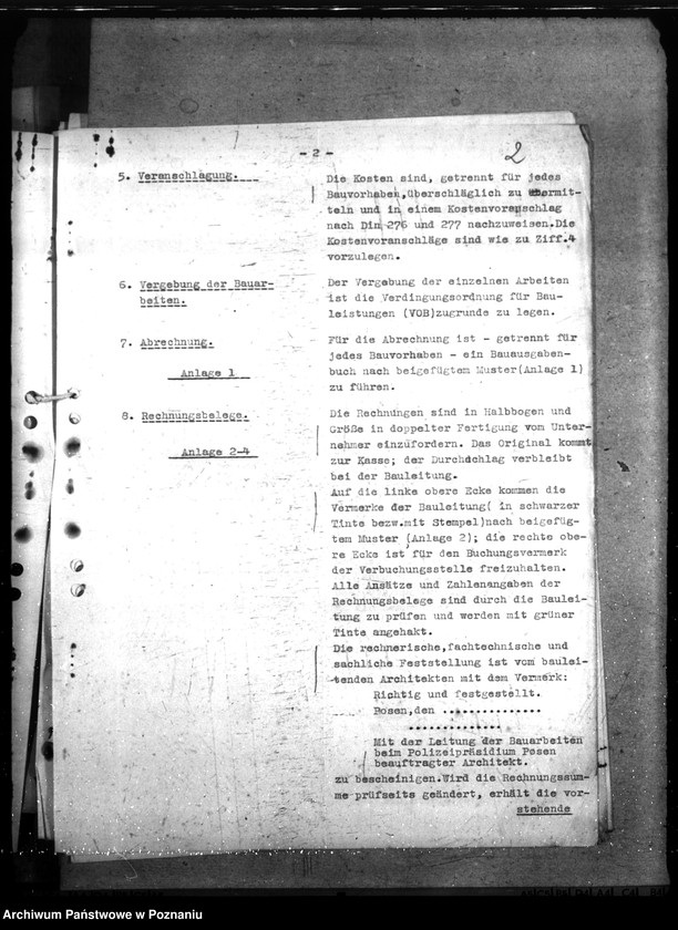 Obraz 6 z jednostki "Architekten - Vertrag - Polizeiverwaltung Posen"