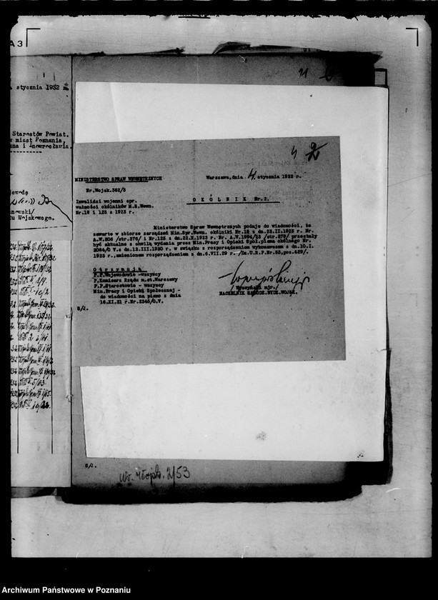 Obraz 8 z jednostki "/Zbiór ogólników władz nadrzędnych/ Ministerstwa Spraw Wewnętrznych"
