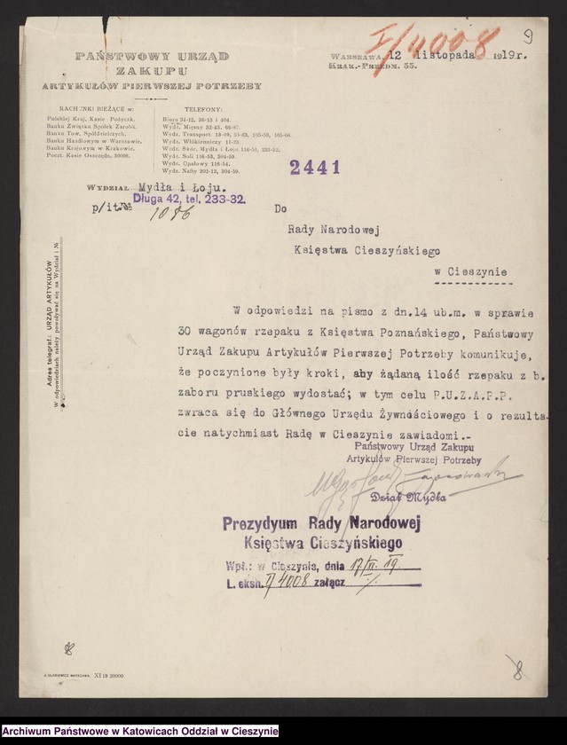 image.from.unit.number "[Korespondencja Rady Narodowej Księstwa Cieszyńskiego]"