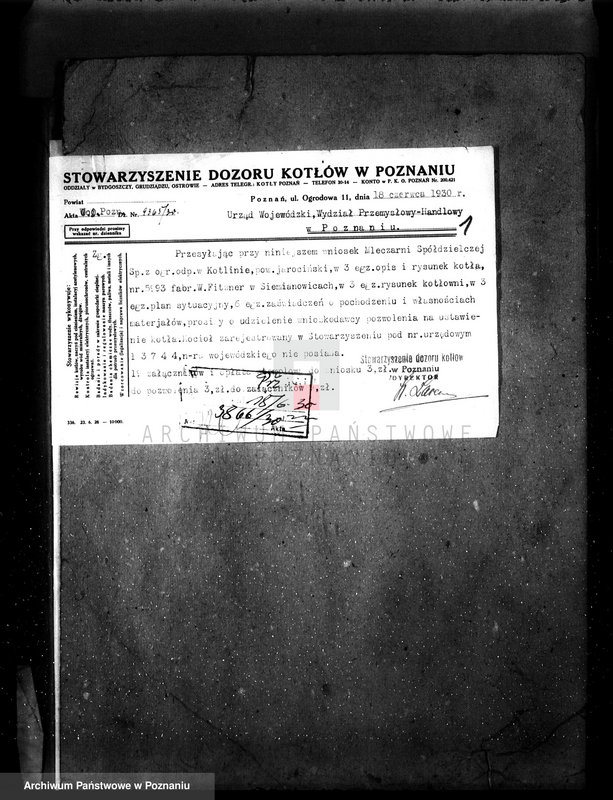 Obraz 5 z jednostki "Tartak w maj. Klęka pow. jarociński, własność Jonanne nr woj. kotła 6113 nr fabr. kotła 22849"