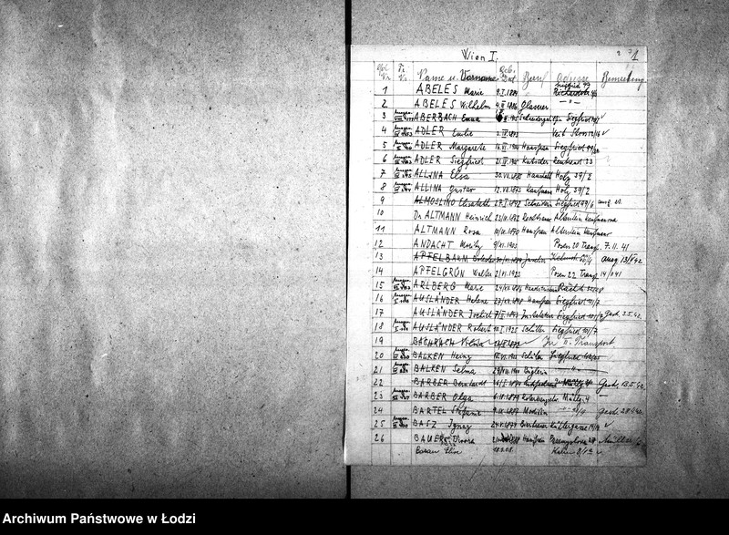 Obraz 4 z jednostki "[Wykazy imienne Żydów zagranicznych wsiedlonych do getta]"