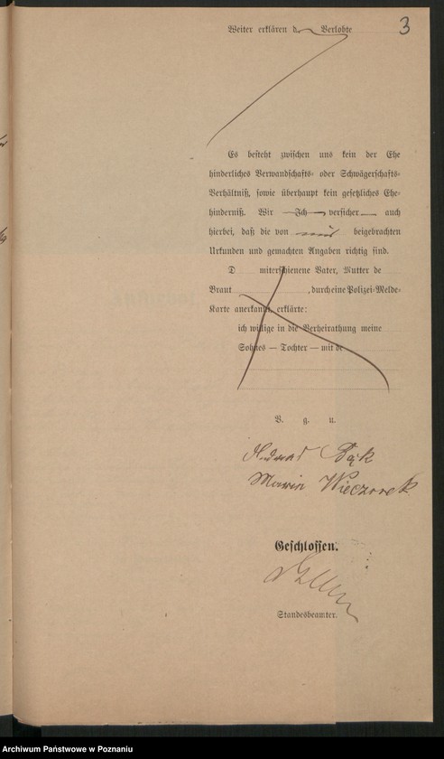 Obraz 5 z jednostki "Die von den Verlobten beigebrachten Urkunden zur Eheschliessung pro 1899"