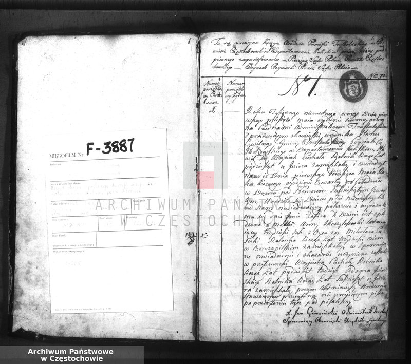 image.from.unit.number "Akta stanu cywilnego urodzenia gminy Truskolasy, powiatu częstochowskiego w departamencie kaliskim, zaczęte od dnia 1 miesiąca maja 1808 do dnia ostatniego miesiąca kwietnia 1809 roku"