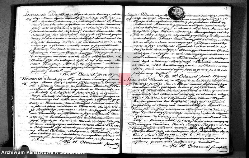 Obraz 14 z jednostki "Duplikat akt urodzonych, zaślubionych i zmarłych parafii wigierskiej z roku 1857"