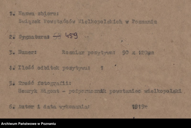 Obraz 4 z jednostki "Henryk Bigoszt - podporucznik powstaniec wielkopolski."