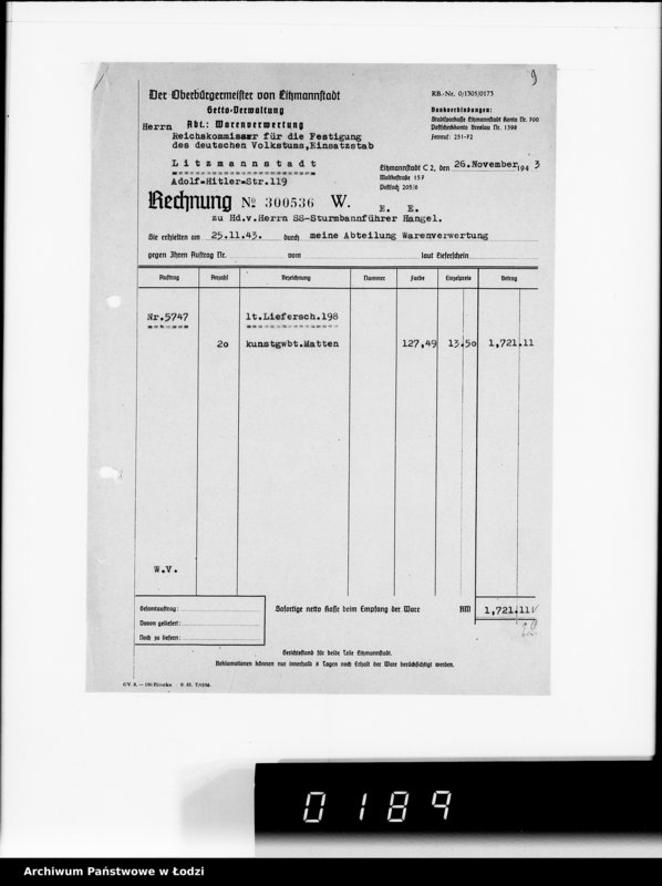 Obraz 13 z jednostki "Warenverwertung am Lager 91. [Aufträge] 5901-5950"