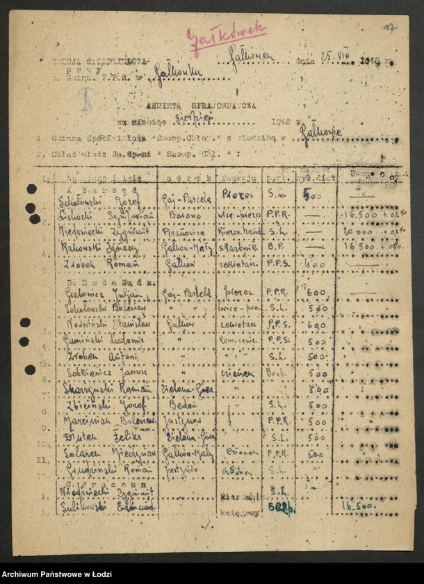 Obraz 18 z jednostki "Ankiety [sprawozdawcze] Gminnych Spółdzielni "Samopomoc Chłopska""