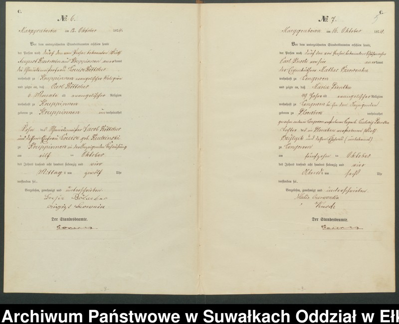 image.from.unit.number "Haupt-Sterbe-Register des Königlich Preussischen Standes-Amtes Landgemeinde Marggrabowa Kreis Oletzko"