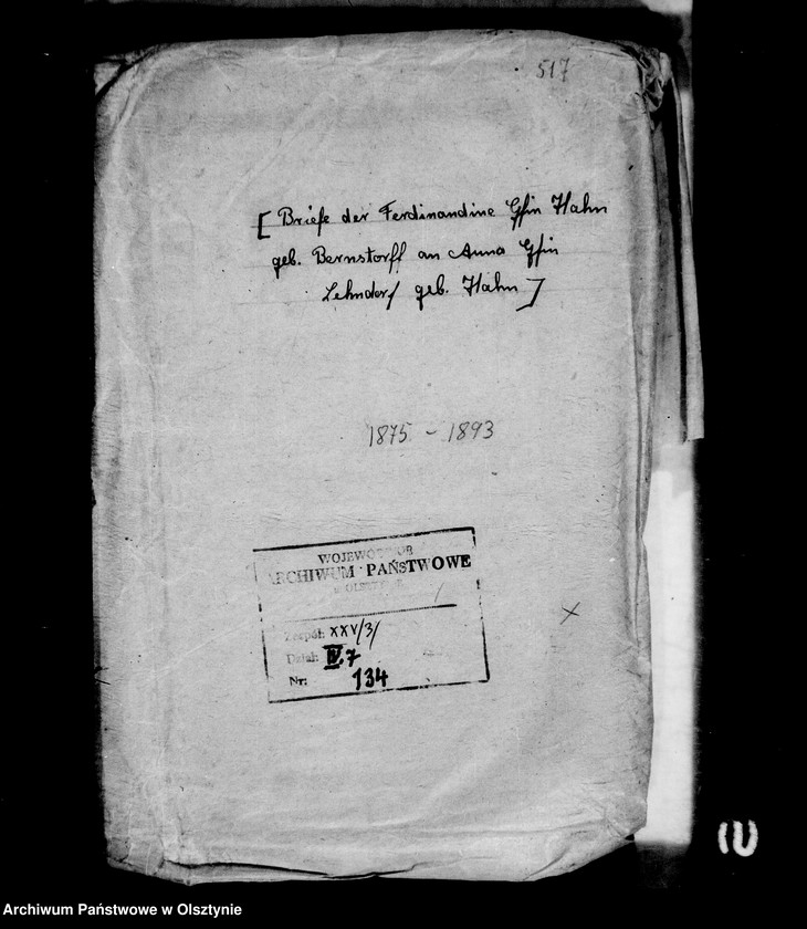 image.from.unit.number "/Ferndinadine Gfin Hahn- Kuchelmiss geb. Gfin Bernstorff an ihre Schwägerin Anna Gfin Lehndorff geb. Hahn/"