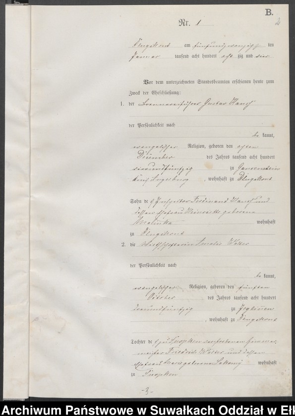 image.from.unit.number "Heiraths-Haupt-Register des Königlichen Preussischen Standes-Amtes Kumilsko Kreis Johannisburg"