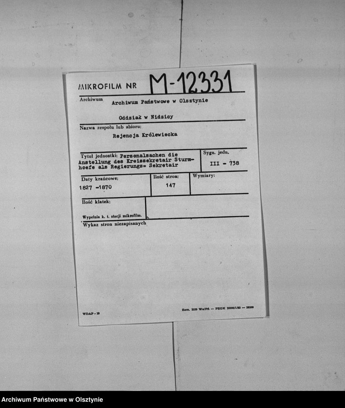 image.from.unit.number "Anstellung des Kreissekretair Sturmhoefel [Johann Friedrich] als Regierungs-Sekretair"