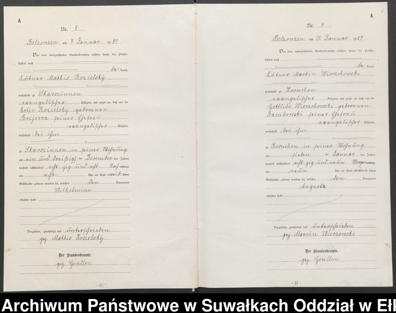 image.from.unit.number "[Geburts-Neben-Register des Königlichen Preussischen Standes-Amtes Belzonzen Kreis Johannisburg]"