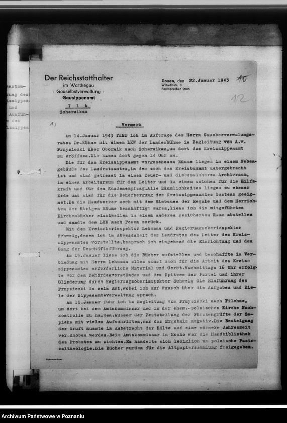 Obraz 16 z jednostki "[Korespondencja w sprawach organizacyjnych, sprawozdanie z działalności , uwagi powizytacyjne] Kreissippenamt Scharnikau [Czarnków]"