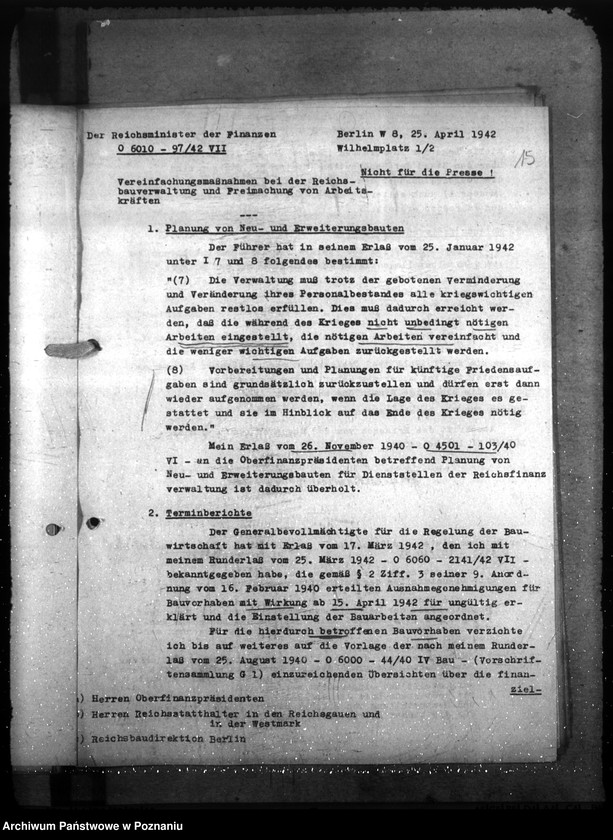 Obraz 19 z jednostki "Vereinfachung der Reichsbauverwaltung. Bewerbungen von Grundstücken"