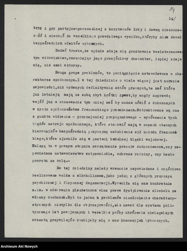 image.from.unit.number "Referat o sytuacji wewnętrznej we Francji po zawarciu zawieszenia broni z Niemcami (Autora nie ustalono, na pierwszej stronie napis - S. Elka)"