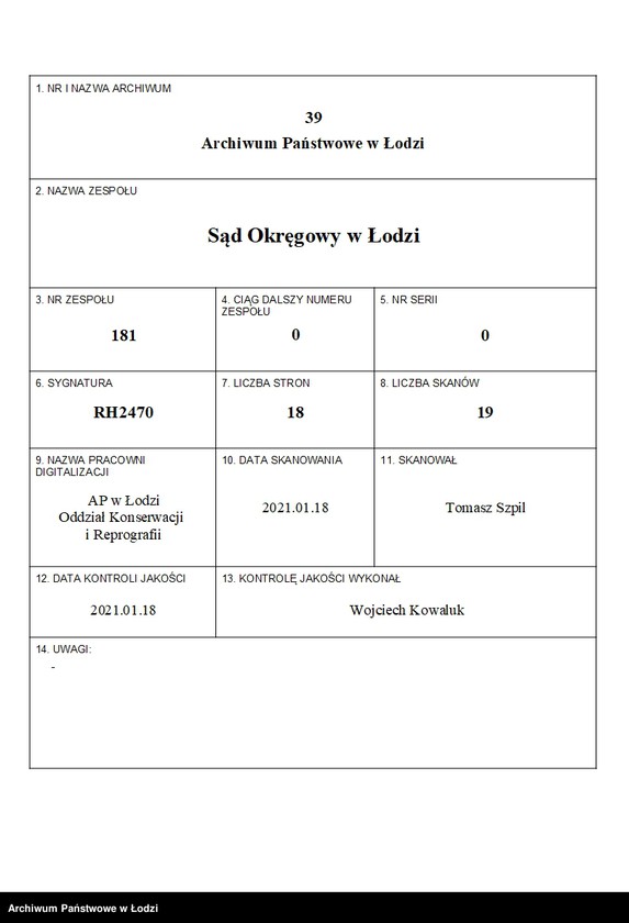 Obraz 1 z jednostki "Samuel Kon- sprzedaż towarów manufakturowych, galanterii i gotowej garderoby"