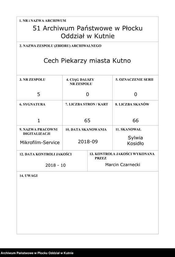 image.from.unit.number "Książka protokółów, korespondencji i rachunków Cechu Piekarzy w Kutnie"