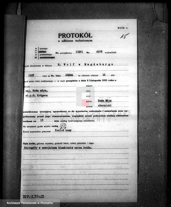 Obraz 19 z jednostki "Gospodarstwo rolne i młyn w Rudzie pow. obornicki własność. J. Kruger nr woj. kotła 6075"