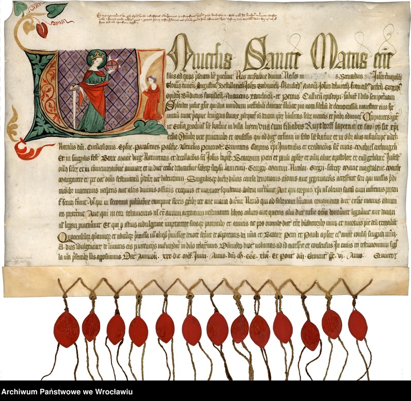 image.from.unit "Bernard, abp Leydy i wymienieni biskupi, udzielają odpustu pielgrzymom przybywającym do kościoła św. Katarzyny w Lejdzie w określone święta. Dokument"