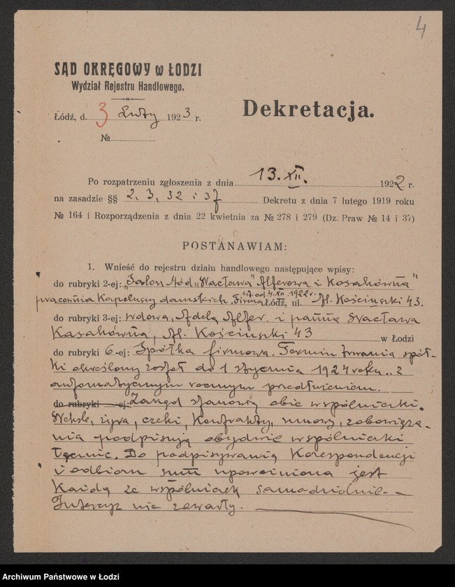 Obraz 6 z jednostki ""Salon Mód- Aalterowa i Kosakówna"- prowadzenie pracowni kapeluszy damskich"