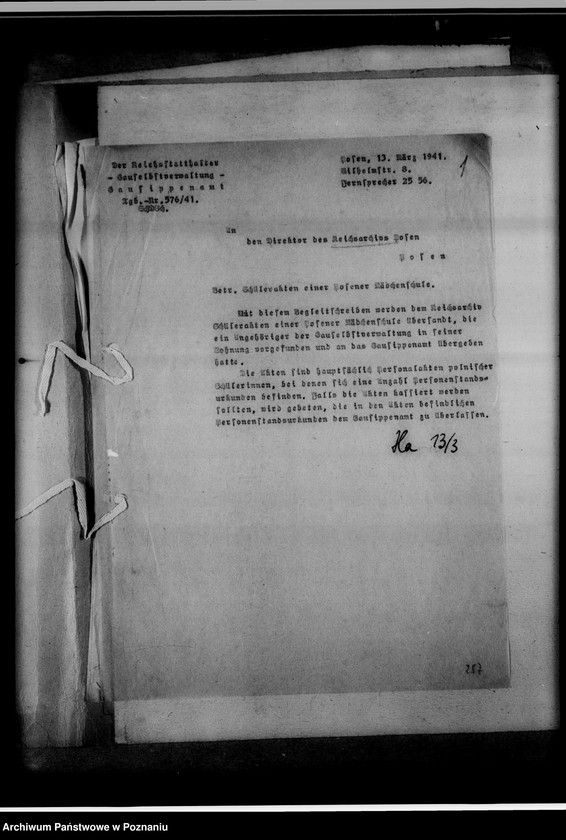 Obraz 5 z jednostki "[Korespondencja w sprawie przekazywania ksiąg kościelnych z Gausippenamt w Poznaniu do Reichsarchiv w Poznaniu]"