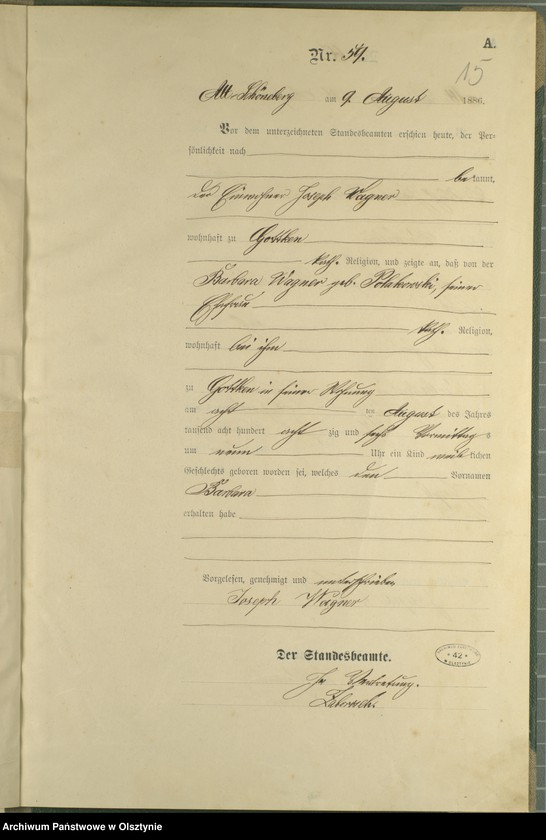 image.from.unit.number "Geburts-Haupt-Register Tom I,Nr 45 - 60"