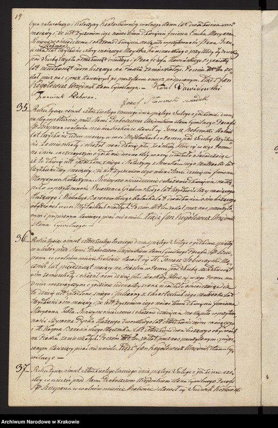 image.from.unit.number "Akta Urodzenia, Uznania i Przysposobienia Parafii S Szczepana w Krakowie na Piasku r. 1843"