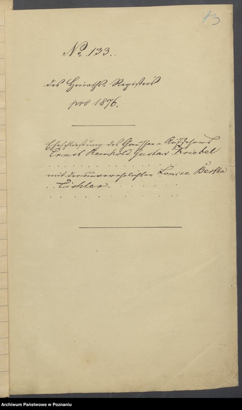 Obraz 5 z jednostki "Die von den Verlobten beigebrachten Urkunden zur Eheschliessung pro 1876"