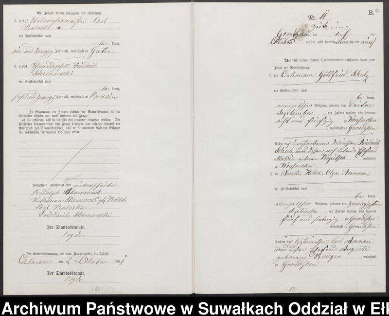 image.from.unit.number "Heiraths-Neben-Register des Preussischen Standes-Amtes Orlowen Kreis Loetzen für das Jahr 1891"
