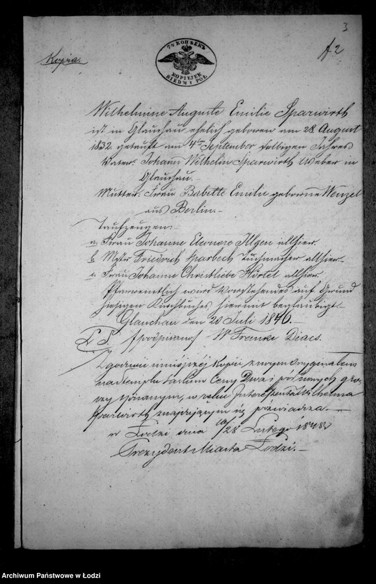 Obraz 7 z jednostki "Akta tyczące się ustanowienia opieki nad nieletnimi dziećmi po Emilii z Wangerów Sparwart"