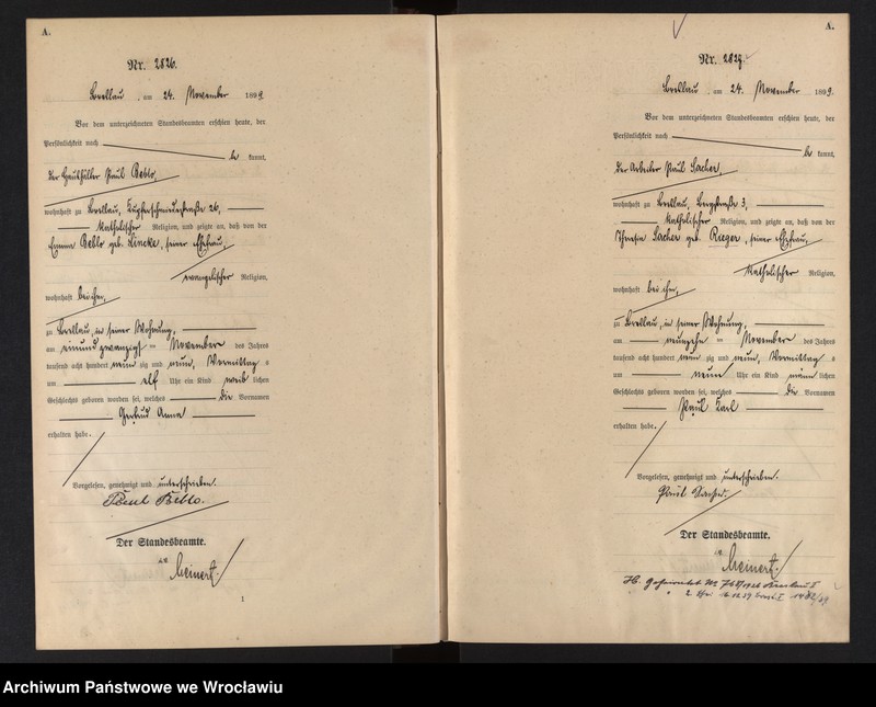 image.from.unit.number "Geburts-Haupt-Register Breslau I 1899 Band 8"