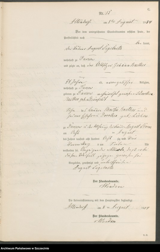 Obraz 18 z jednostki "Sterbe-Register (Neben-Register)"